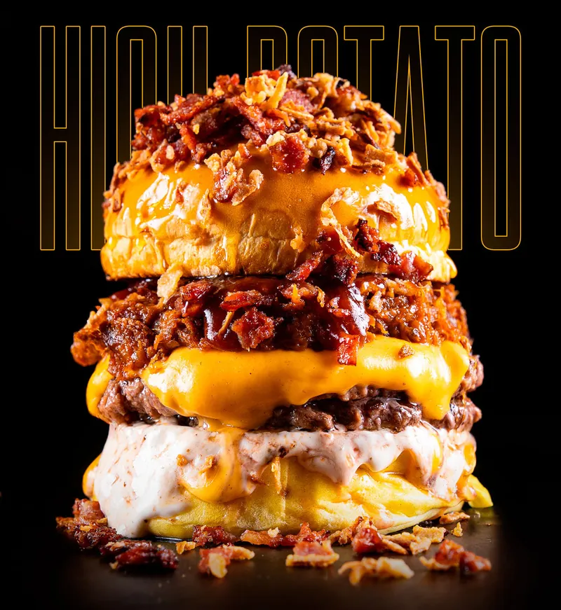 High Potato burger built on a Briox brioche bun